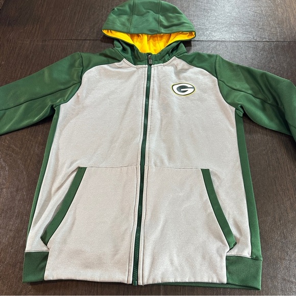 NFL Green Bay Packers Zip Up Hoodie Sweatshirt Green Gray Youth Large (14-16) - Picture 3 of 10